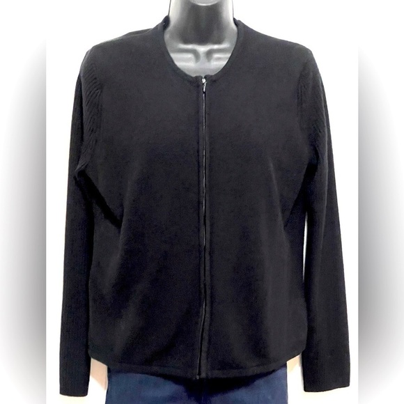 Norton McNaughton Petites Woman Black Front Zipper Sweater Size PL - Picture 1 of 10